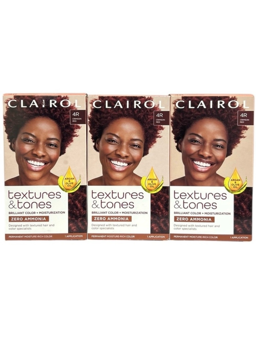 3 Clairol Textures & Tones 4R Crimson Red, 2 oz. Hair Dye, Permanent Hair Color